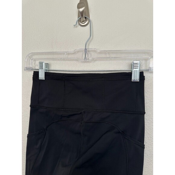 Lululemon Fast Free High Rise Crop Black Running Athleisure Stretch Women's Sz 4 - Picture 7 of 11
